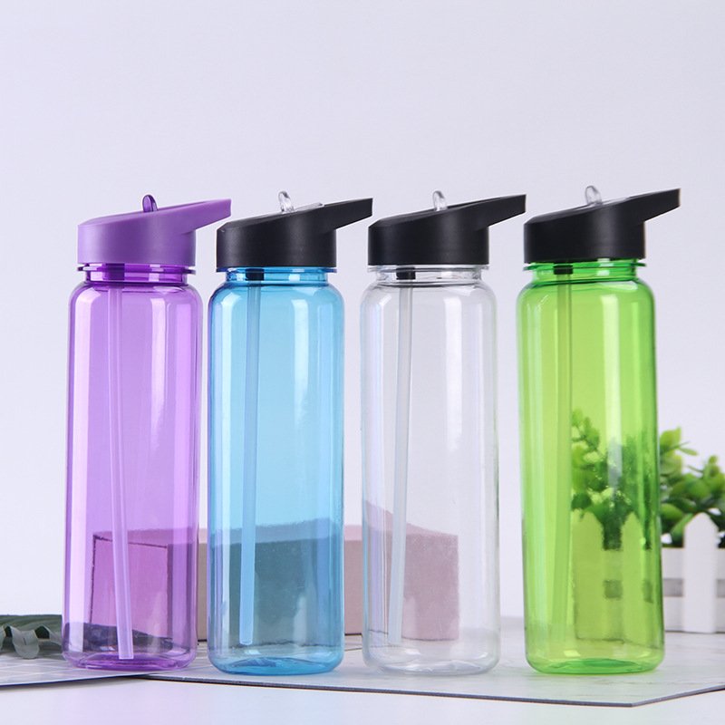 BPA Free custom kids 500ml 750ml hot Water Bottle Sports Leak-Proof Clear PS Plastic sport Water Bottle with Flip Lid and Straw