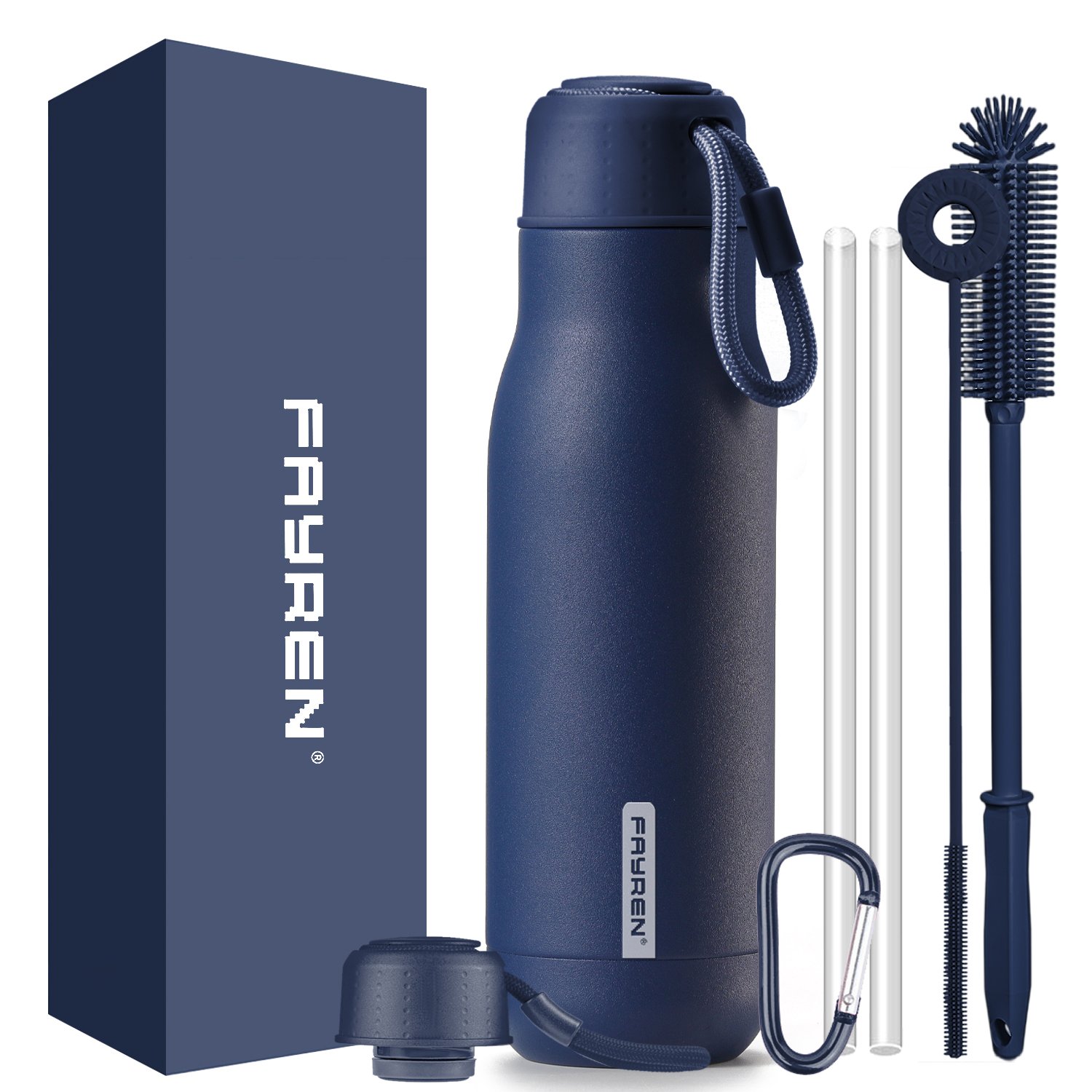 FAYREN high quality custom logo double wall stainless steel insulated water bottles keep cold 24hours