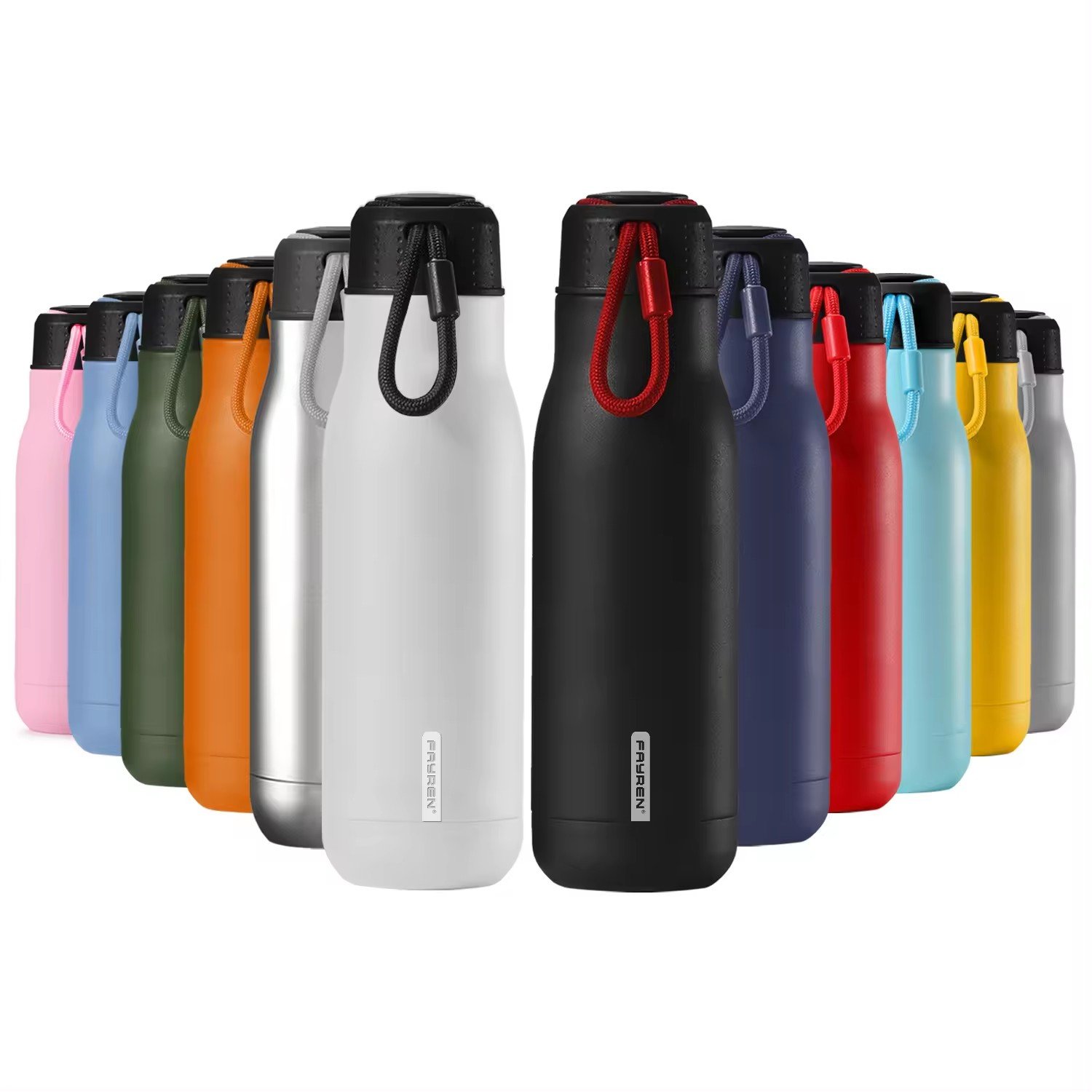 FAYREN high quality custom logo double wall stainless steel insulated water bottles keep cold 24hours