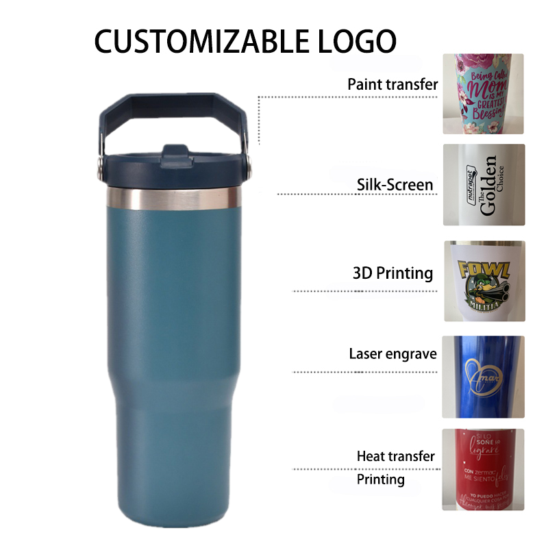 Factory Sales 30oz Double-Walled Vacuum Insulated Water Bottle Student Flip Straw Tumbler Lid Car Usage Dye Sublimation Heat