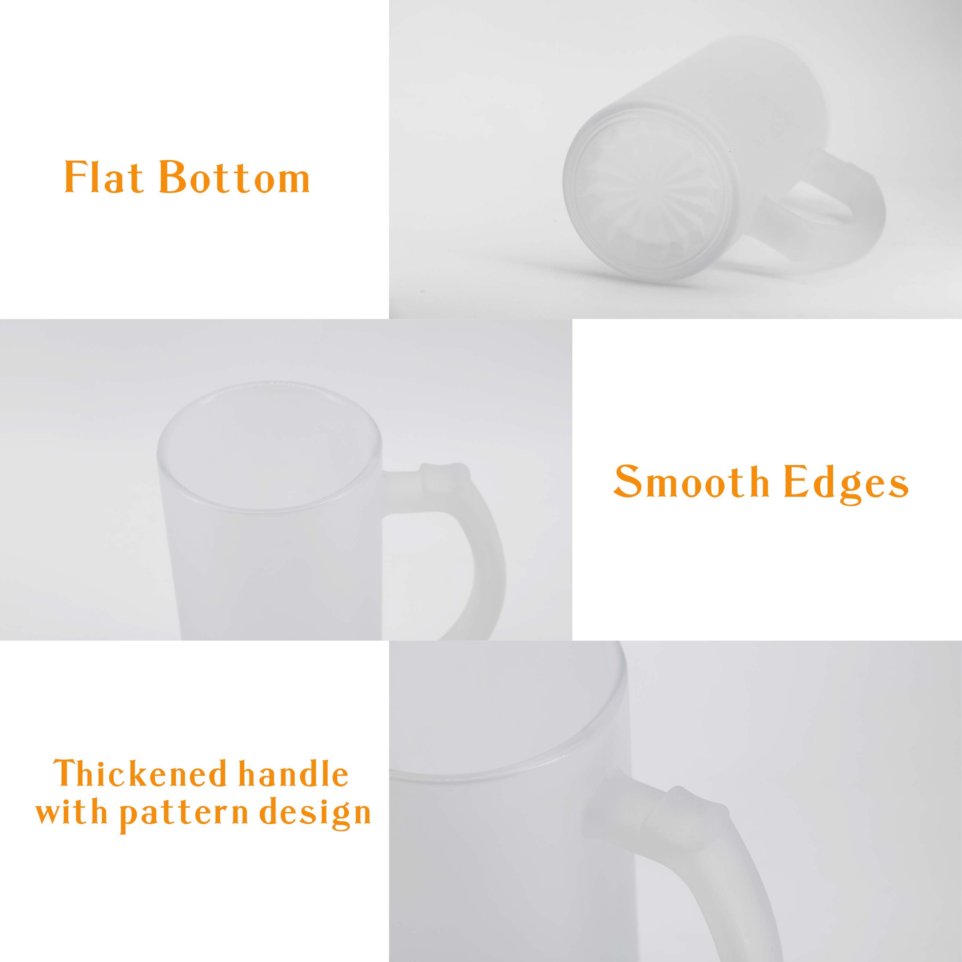 New Products 16oz Funny Chunky Travel Frosted Sublimation Blank Beer Stein Mugs Glass Mug Cup Custom with Handle