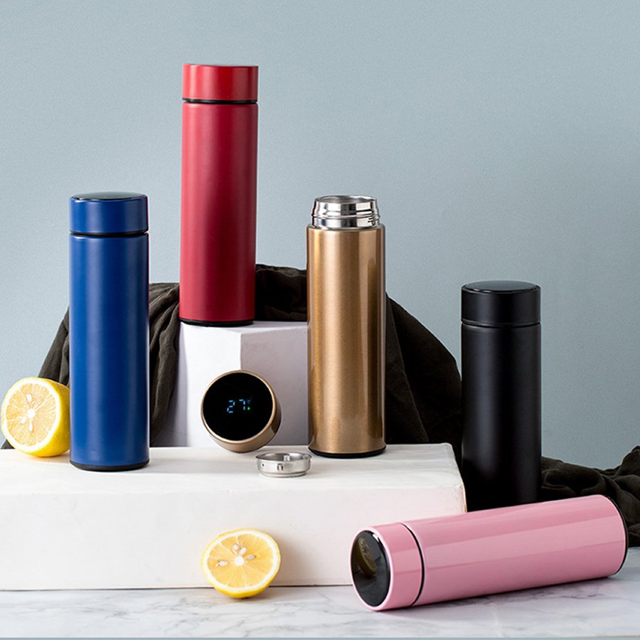 Factory OEM Led Temperature Display Thermal Vacuum Flasks Thermos Cup Stainless Steel Led Smart Water Bottle With Tea Infuser