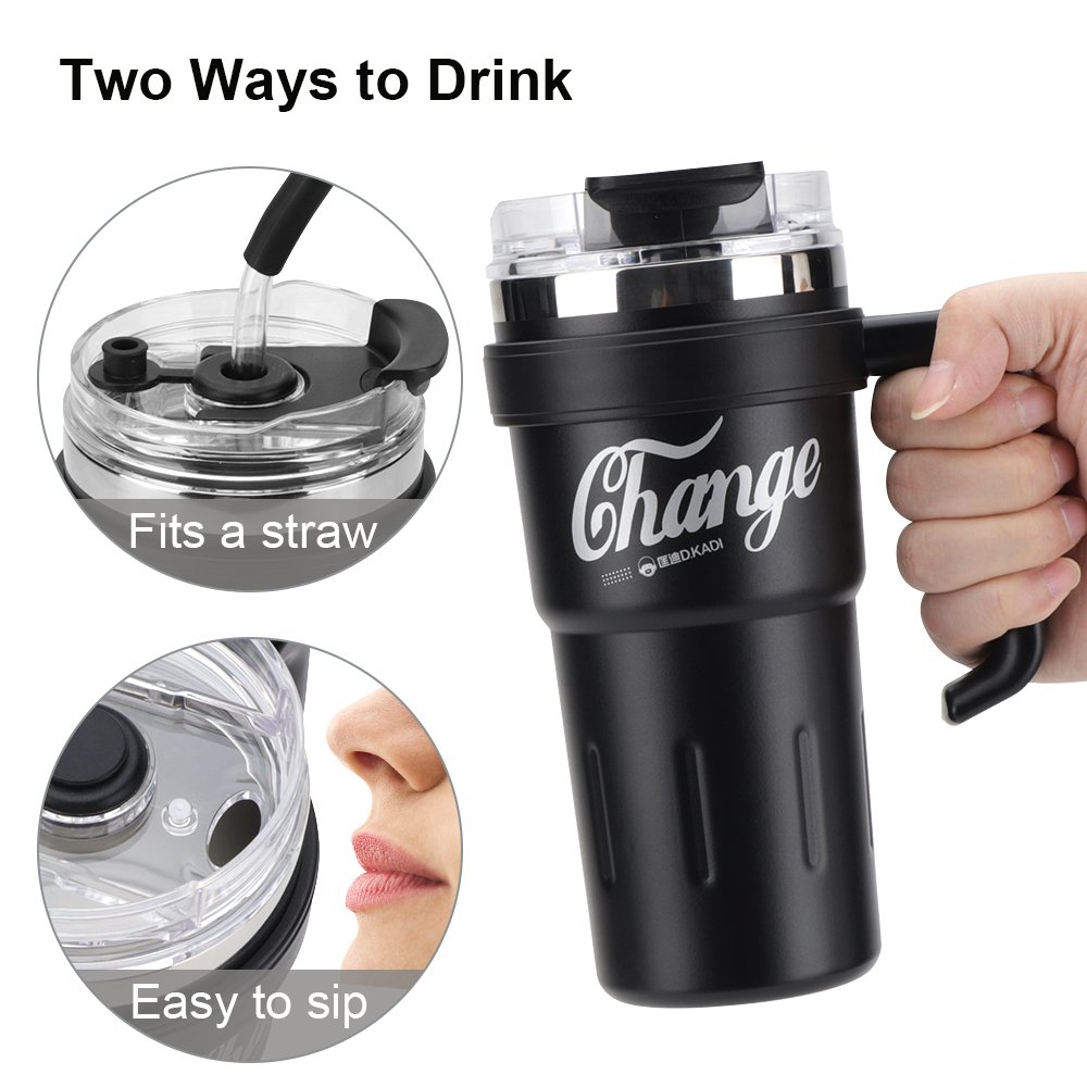 Double Wall Vacuum Insulated Stainless Steel Tumbler Cup with Handle Lid Straw for Christmas Gift