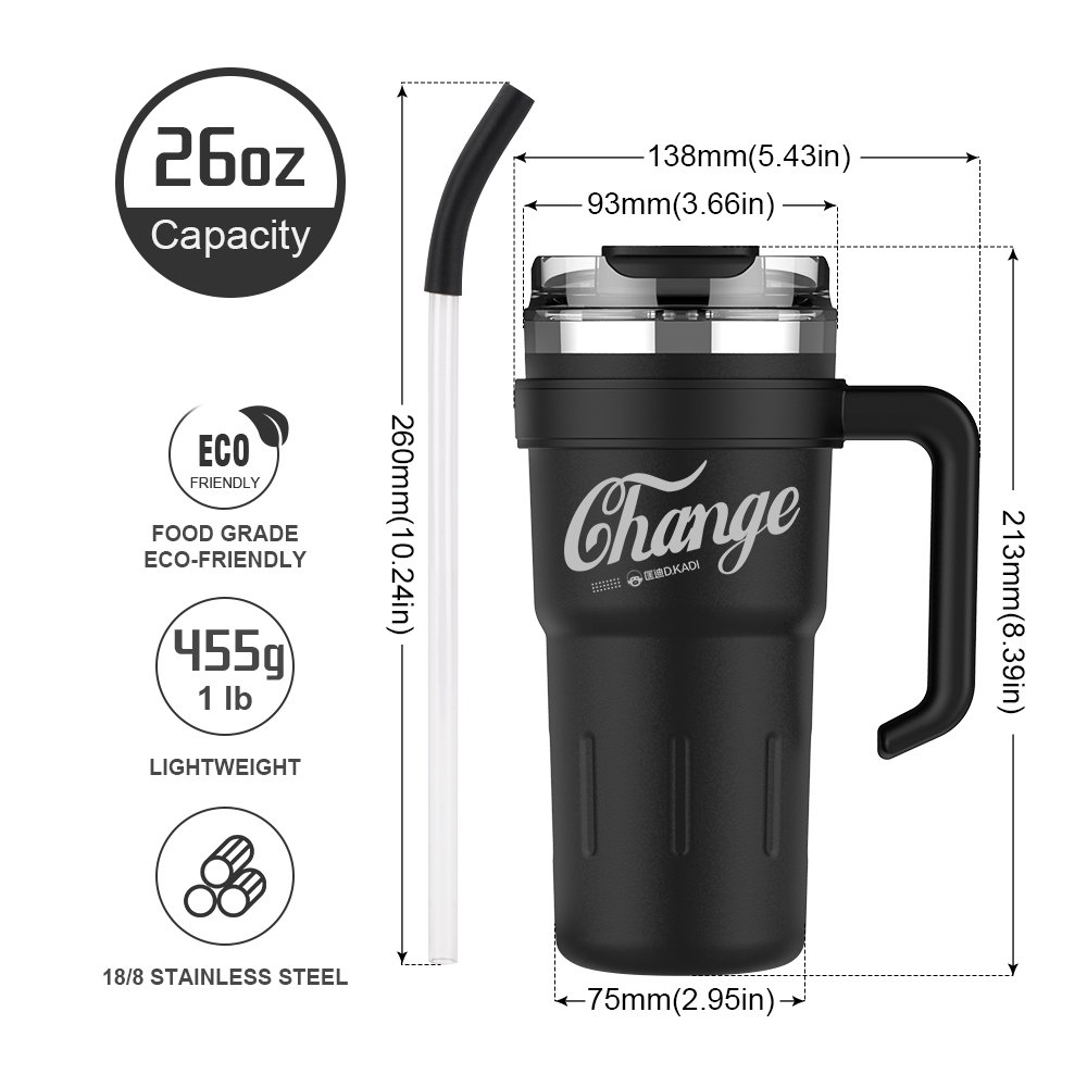 Double Wall Vacuum Insulated Stainless Steel Tumbler Cup with Handle Lid Straw for Christmas Gift