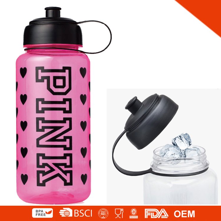 pink outdoor 1000ml plastic water bottle pull top bottles