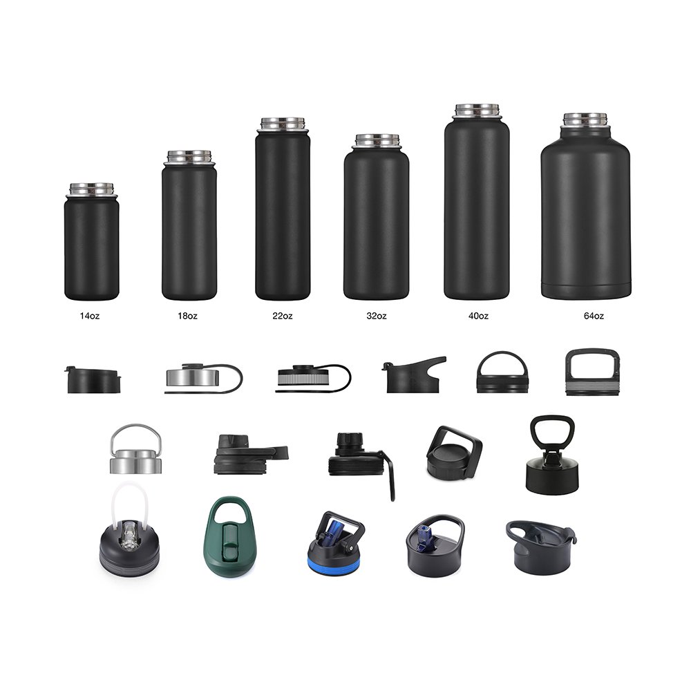 Wholesale Price Gradient 18/8 Stainless Steel Flask Double Wall Insulated Infuser Water Bottle with 3 Lids