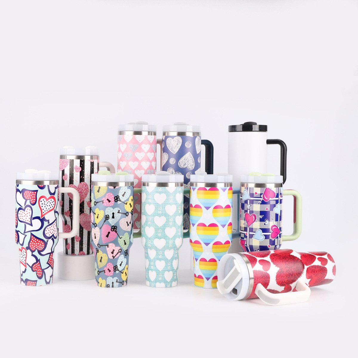 Factory custom double stainless steel coffee mug outdoor travel mug 40 oz popular water bottle with handle and straw