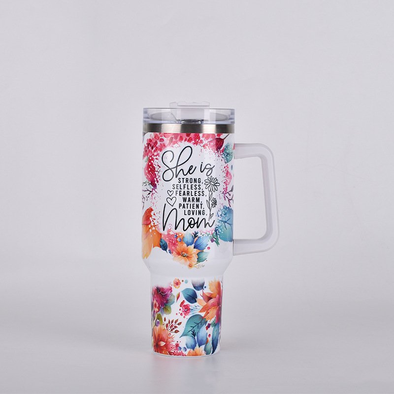 Factory custom double stainless steel coffee mug outdoor travel mug 40 oz popular water bottle with handle and straw