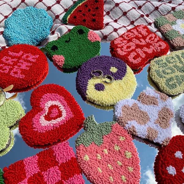 Wholesale Punch Needle Kitchen Dining Handmade Christmas Gift Cow Print Mug Coaster Rug