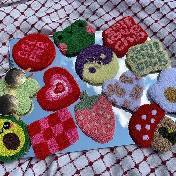 Wholesale Punch Needle Kitchen Dining Handmade Christmas Gift Cow Print Mug Coaster Rug