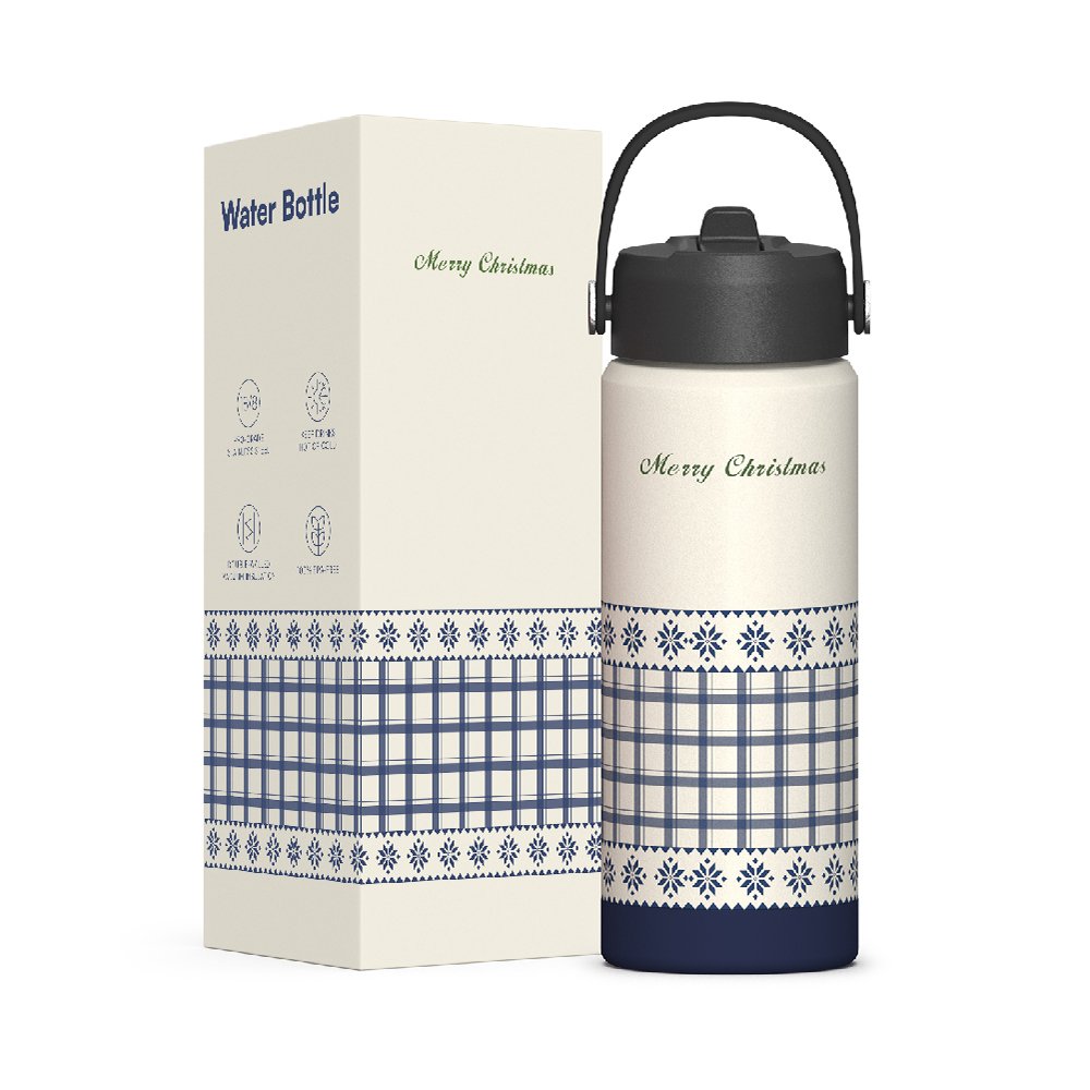 ODM/OEM Christmas Gift Double Wall Stainless Steel Water Bottler 12/16OZ Coffee Mugs Vacuum Insulated Coffee Tumbler with Straw