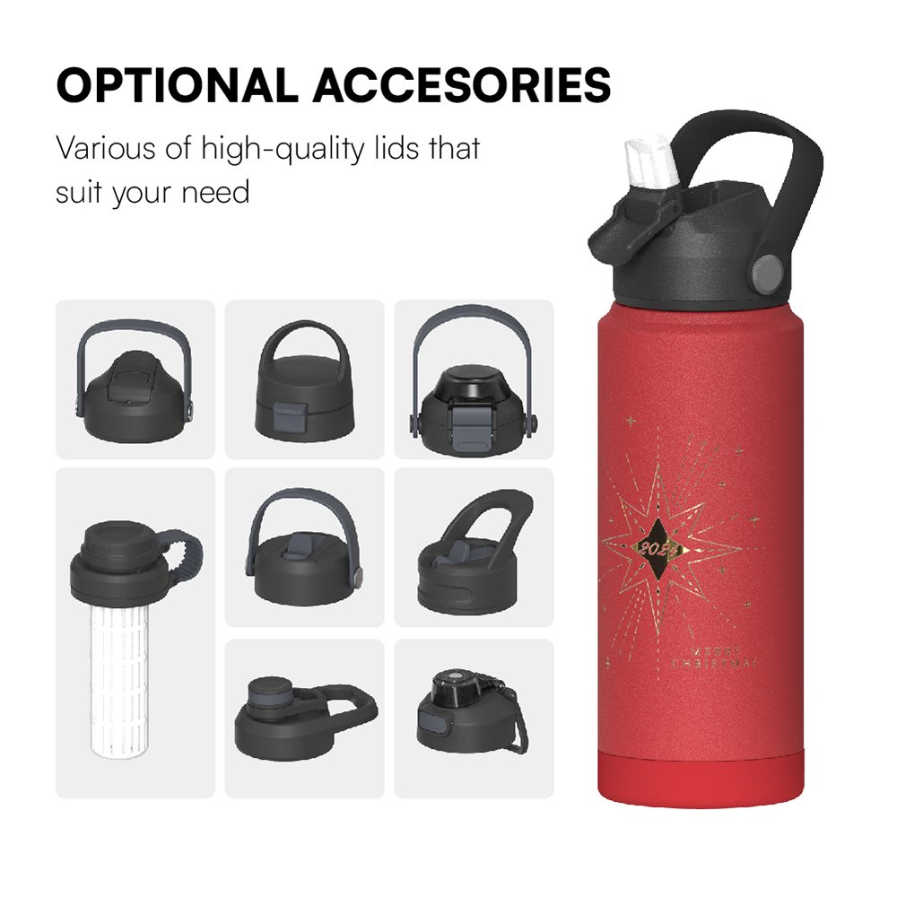 ODM/OEM Christmas Gift Double Wall Stainless Steel Water Bottler 12/16OZ Coffee Mugs Vacuum Insulated Coffee Tumbler with Straw