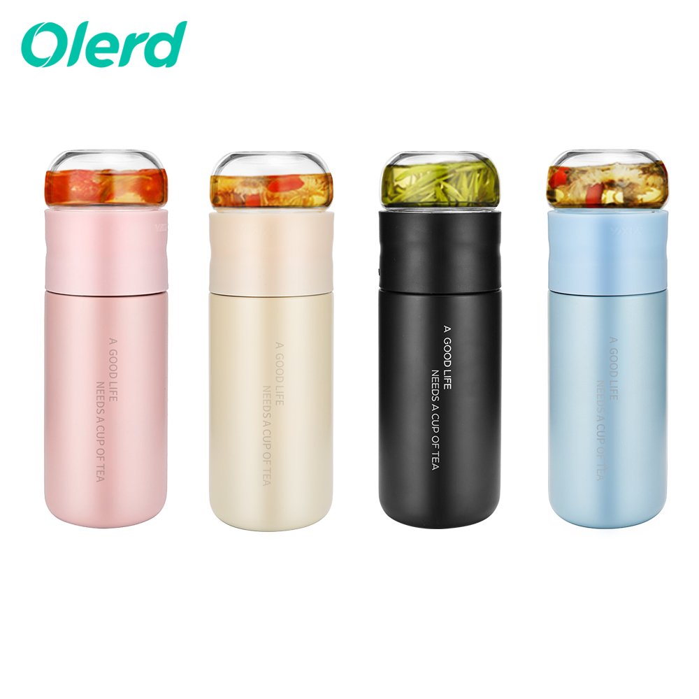 Wholesale Double Wall 300ml tea infuser water bottles stainless steel water bottle with Tea Infuser