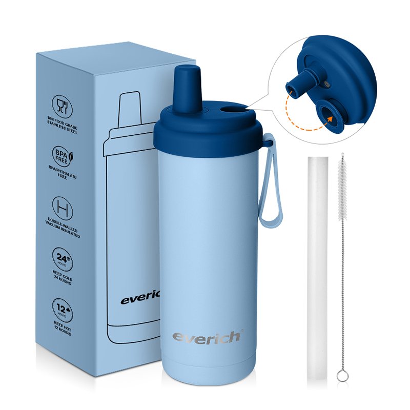 Customized Color Pearl Milk Tea Double Wall Stainless Steel thermal 18oz Vacuum Flask With Thick Straw