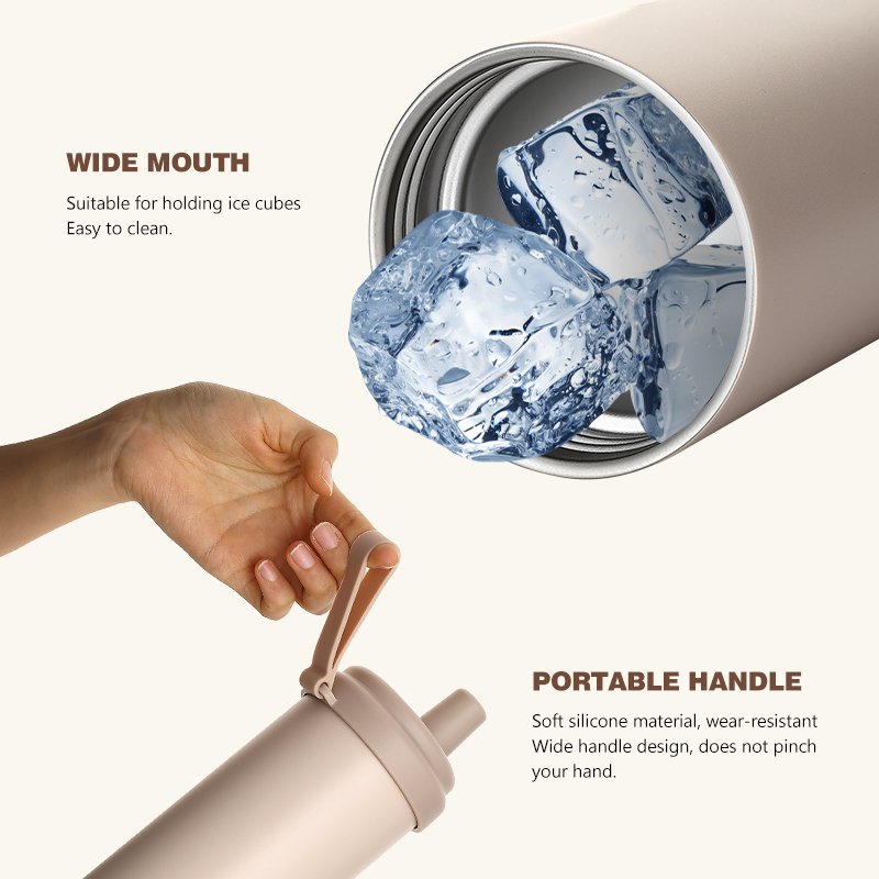 Customized Color Pearl Milk Tea Double Wall Stainless Steel thermal 18oz Vacuum Flask With Thick Straw