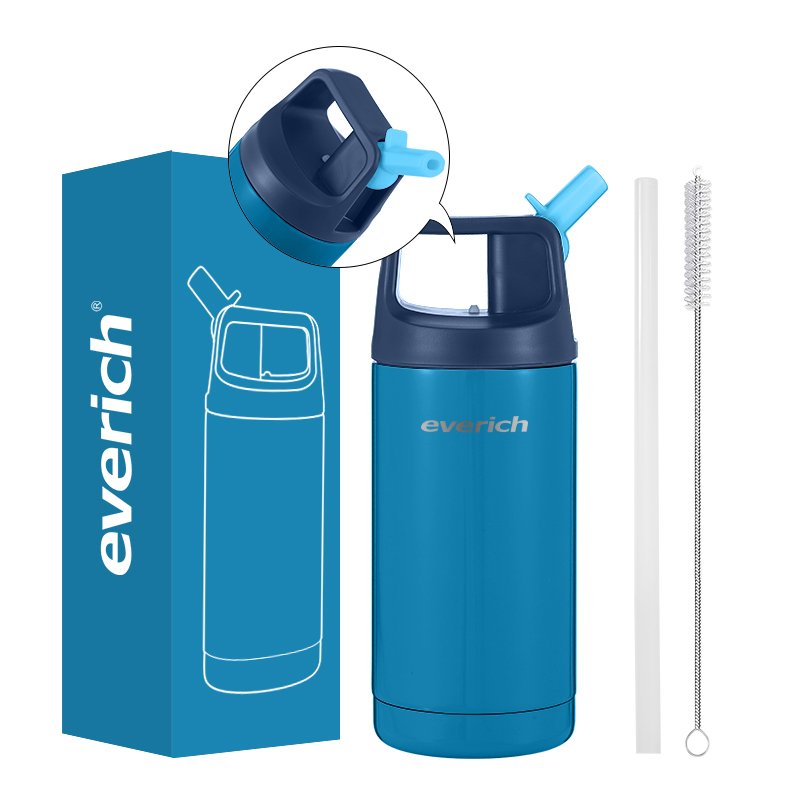 Free sample Custom printed gifts 12 oz Kids WATER Bottle with Straw Cap 18/8 Stainless Steel
