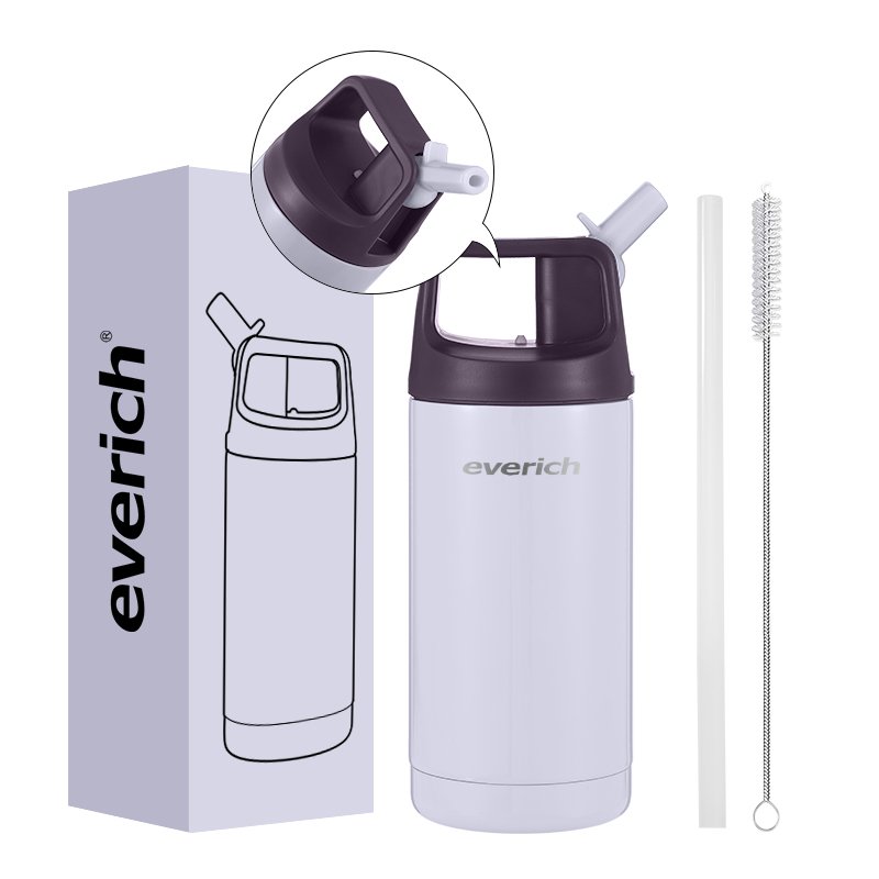 Free sample Custom printed gifts 12 oz Kids WATER Bottle with Straw Cap 18/8 Stainless Steel