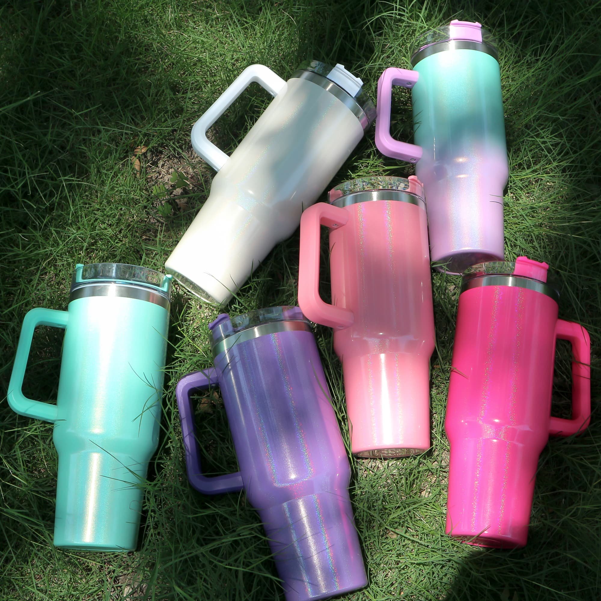 2024 New Customized Large Stainless Steel Sublimation Tumbler 40oz Double Wall Travel Coffee Mug With Handle