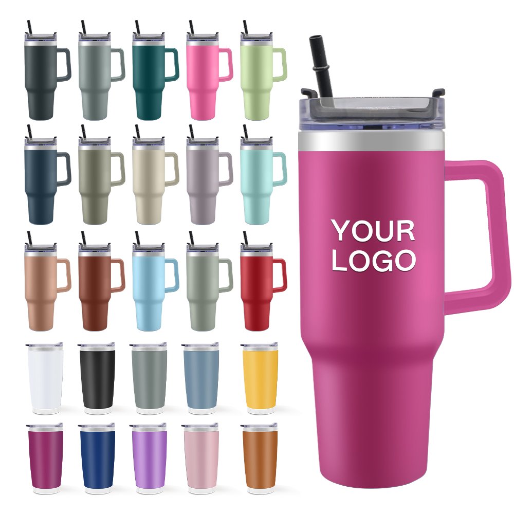 2024 New Customized Large Stainless Steel Sublimation Tumbler 40oz Double Wall Travel Coffee Mug With Handle