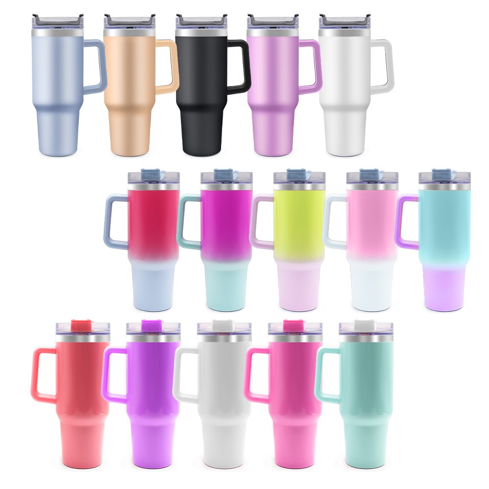 2024 New Customized Large Stainless Steel Sublimation Tumbler 40oz Double Wall Travel Coffee Mug With Handle