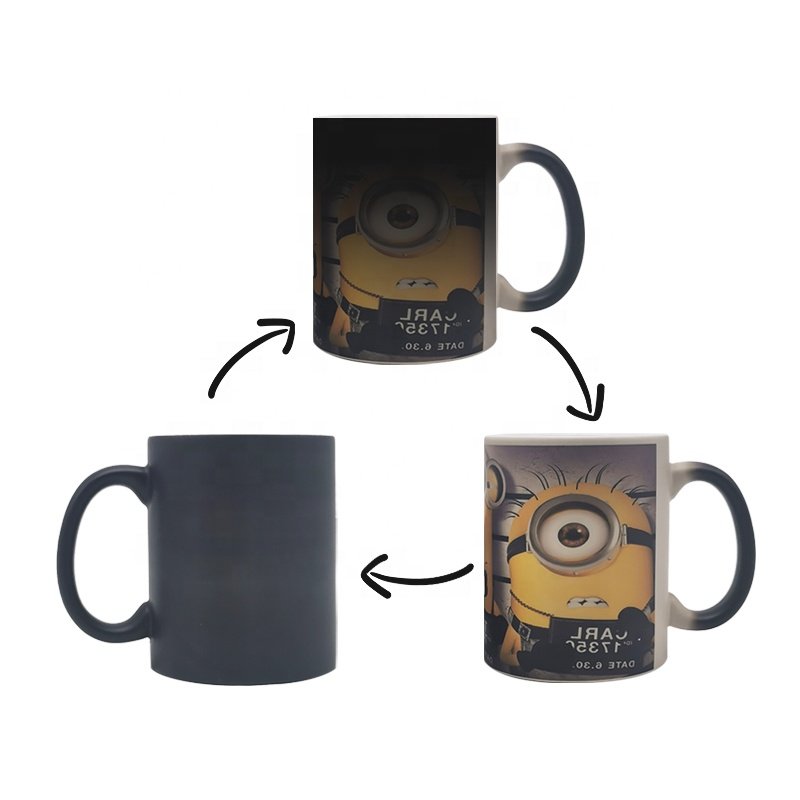 Hot sale 11oz ceramic color changing cup magic mug sublimation photo heat transfer mug