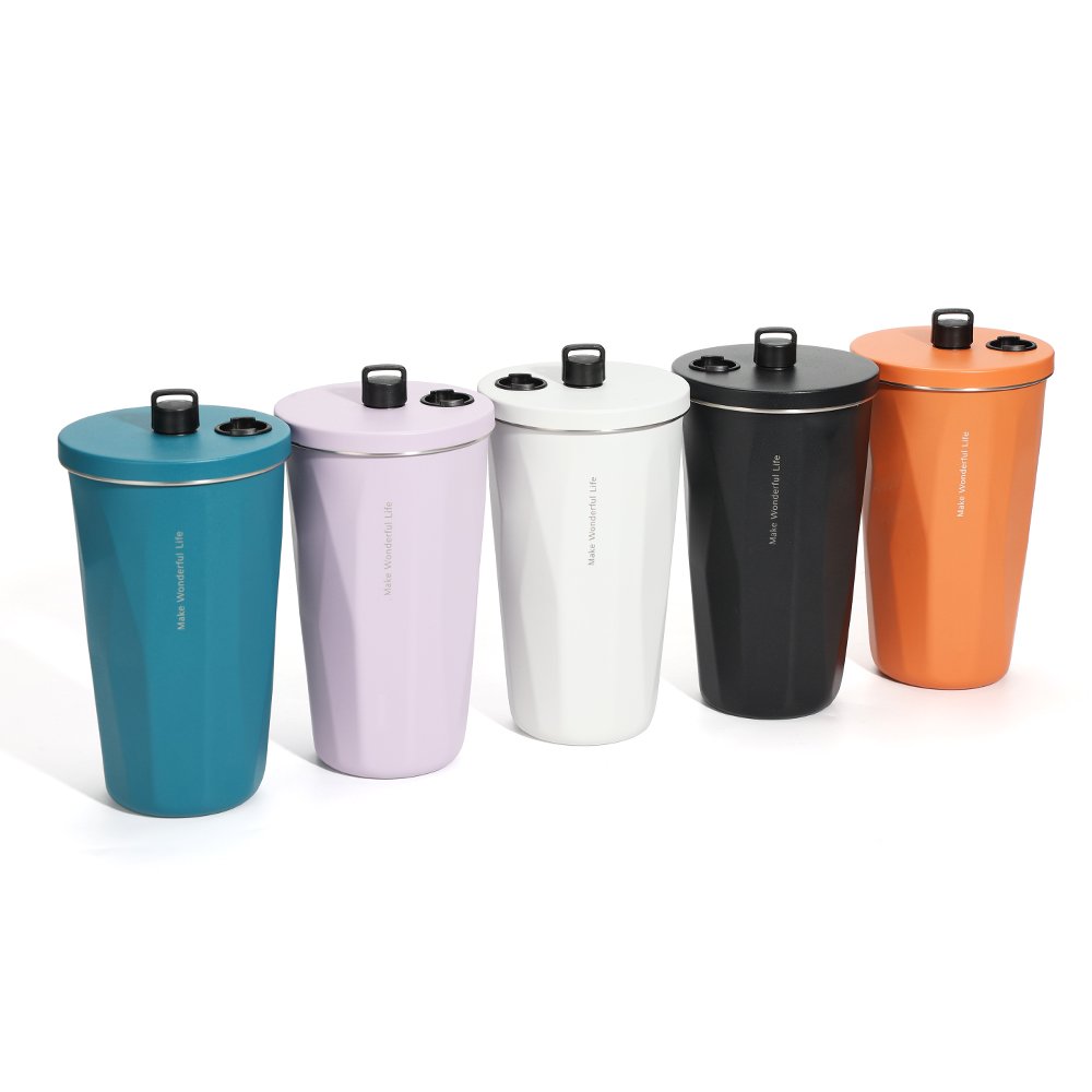 600ml Double Wall custom logo coffee cup stainless steel coffee mug Irregular bottle water with lid