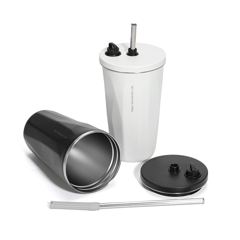 600ml Double Wall custom logo coffee cup stainless steel coffee mug Irregular bottle water with lid