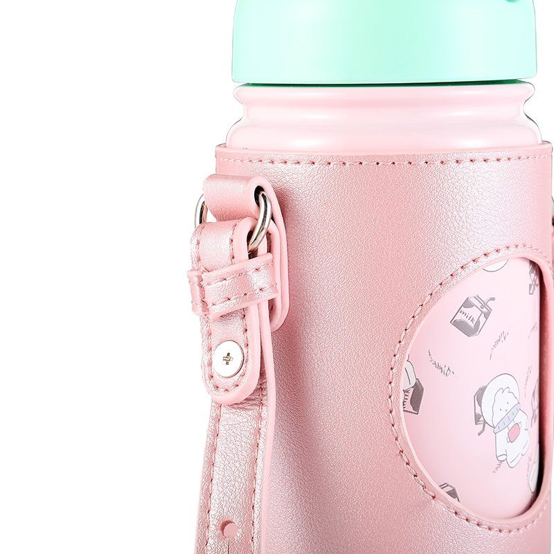 Everich bulk new design kids vacuum flask insulated Double Walled Stainless Steel Water Bottle & sleeve carrier bags with strap