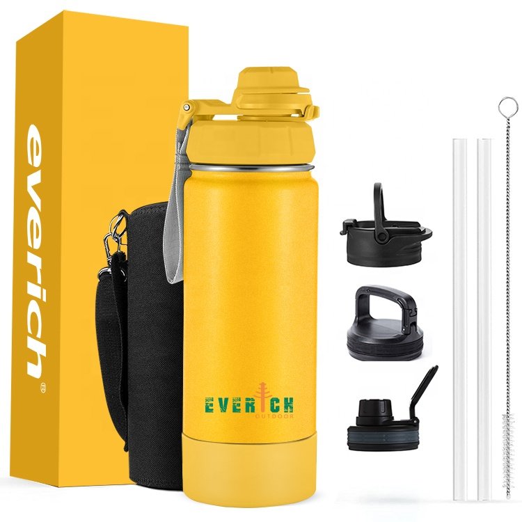 Everich ODM customized double wall insulated water bottle stainless steel Vacuum Large capacity Sports water bottle with ODM lid