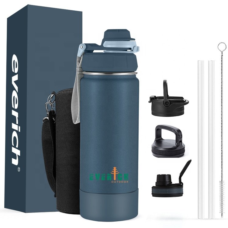Everich ODM customized double wall insulated water bottle stainless steel Vacuum Large capacity Sports water bottle with ODM lid