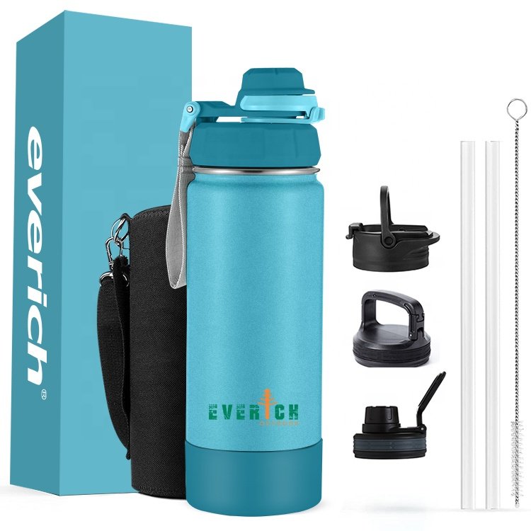 Everich ODM customized double wall insulated water bottle stainless steel Vacuum Large capacity Sports water bottle with ODM lid