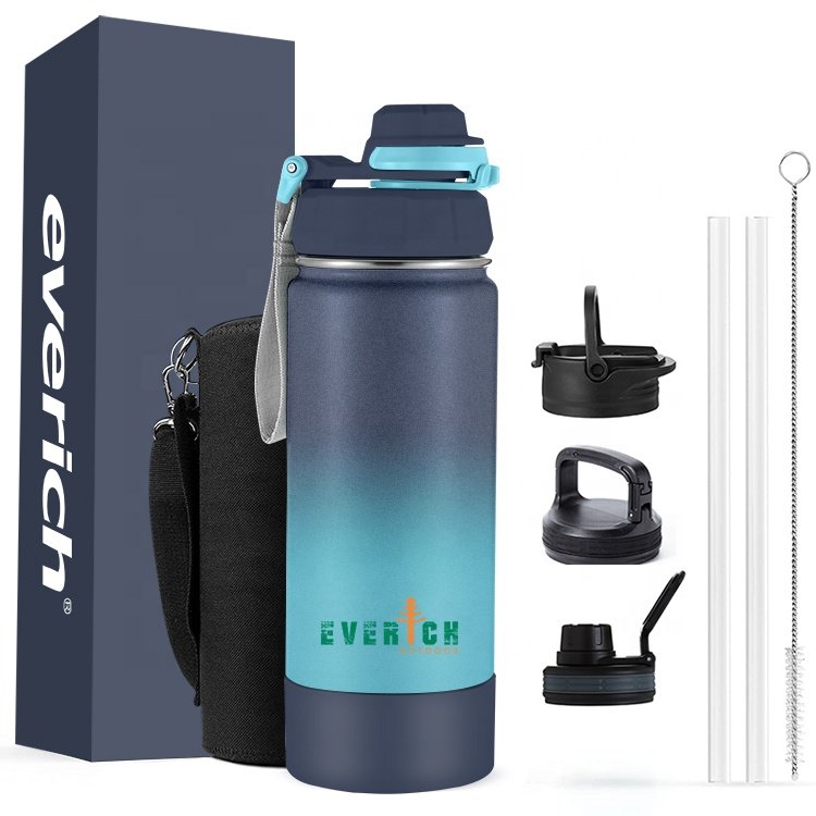 Everich ODM customized double wall insulated water bottle stainless steel Vacuum Large capacity Sports water bottle with ODM lid