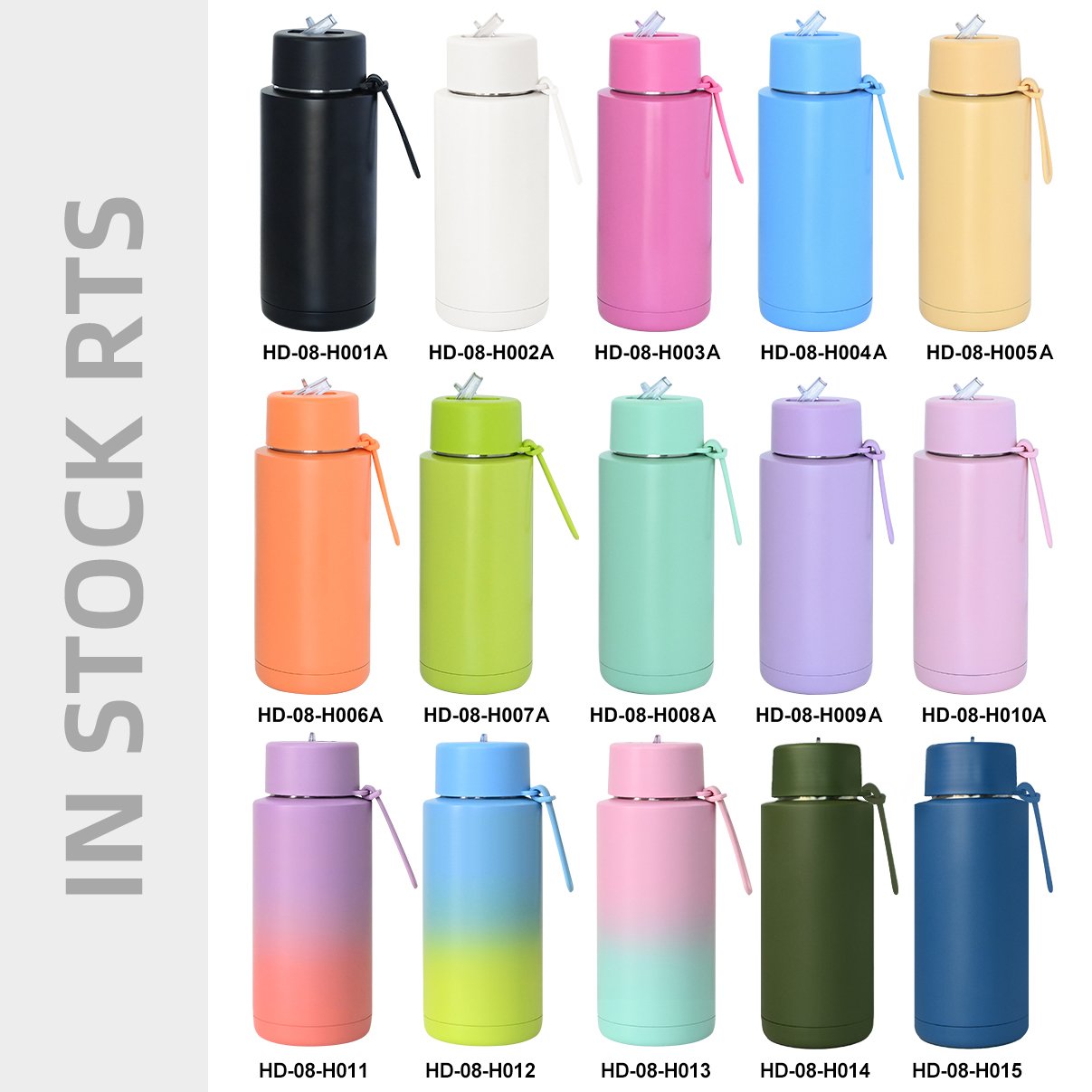 Custom logo 34oz vacuum flask stainless steel bottle insulated ceramic line reusable hot straw water bottles
