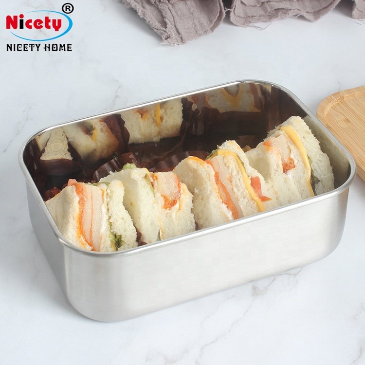 Nicety wholesale bento bamboo lid lunch box stainless steel insulated tiffin box with sport water bottle