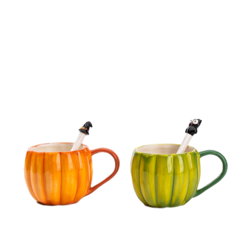 Large-sized Pumpkin and Colorful Inside Ceramic Coffee Mug for Coffee