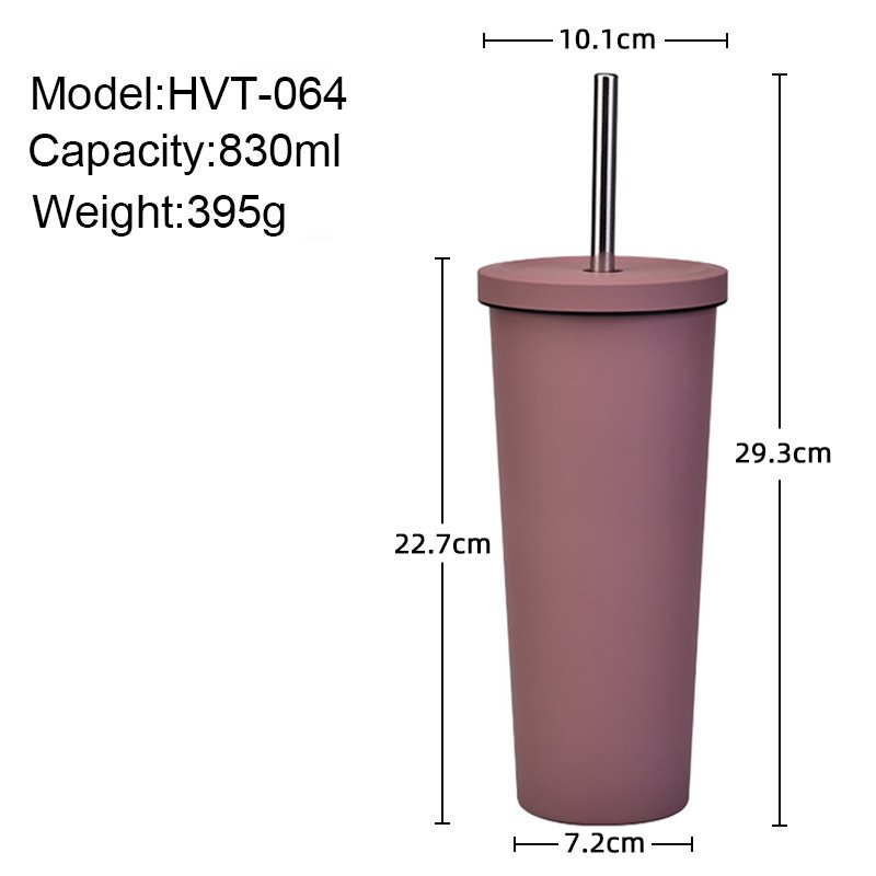 2023 New Custom Logo 830ml large capacity thermo cup stainless steel vacuum double drinking tumbler large hole straw coffee mug