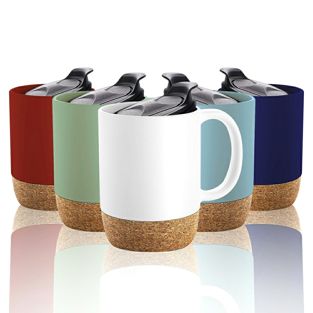 Promotional Art ceramic travel mug Custom logo Cup Ceramic Coffee Mug with Wooden bottom stand