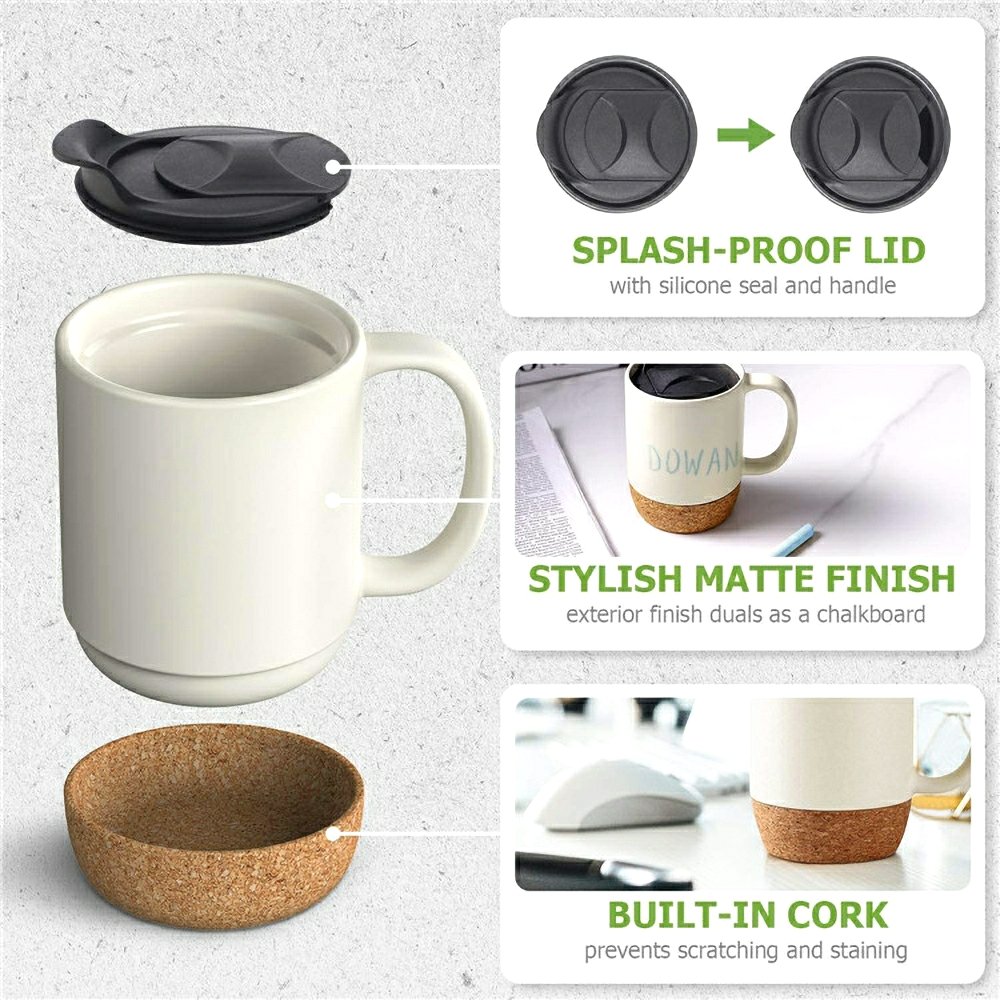 Promotional Art ceramic travel mug Custom logo Cup Ceramic Coffee Mug with Wooden bottom stand