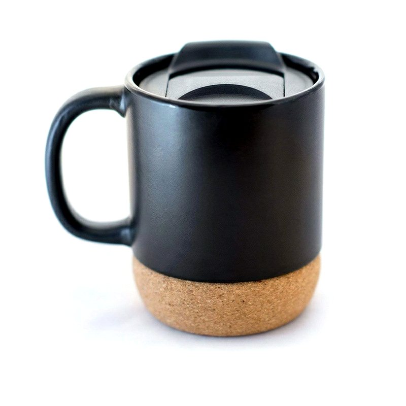 Promotional Art ceramic travel mug Custom logo Cup Ceramic Coffee Mug with Wooden bottom stand