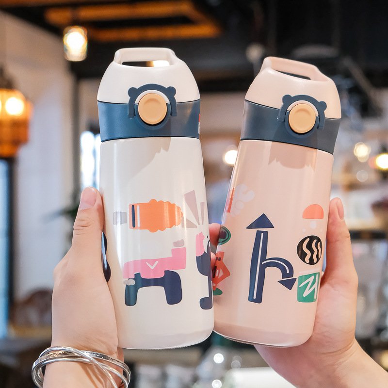 Portable 450ml Stainless Steel Vacuum Thermos Flasks Gourde Enfants Ecole Water Bottle Tumbler