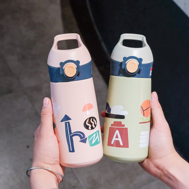 Portable 450ml Stainless Steel Vacuum Thermos Flasks Gourde Enfants Ecole Water Bottle Tumbler