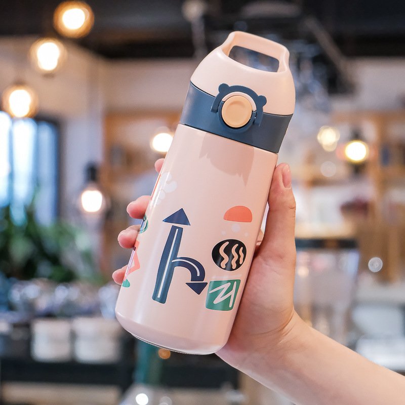 Portable 450ml Stainless Steel Vacuum Thermos Flasks Gourde Enfants Ecole Water Bottle Tumbler