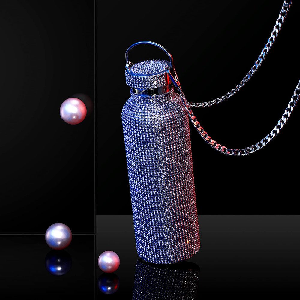 500 Ml Pink Leak Proof Shinny Glitter Water Bottle Bling Diamond Vacuum Flask
