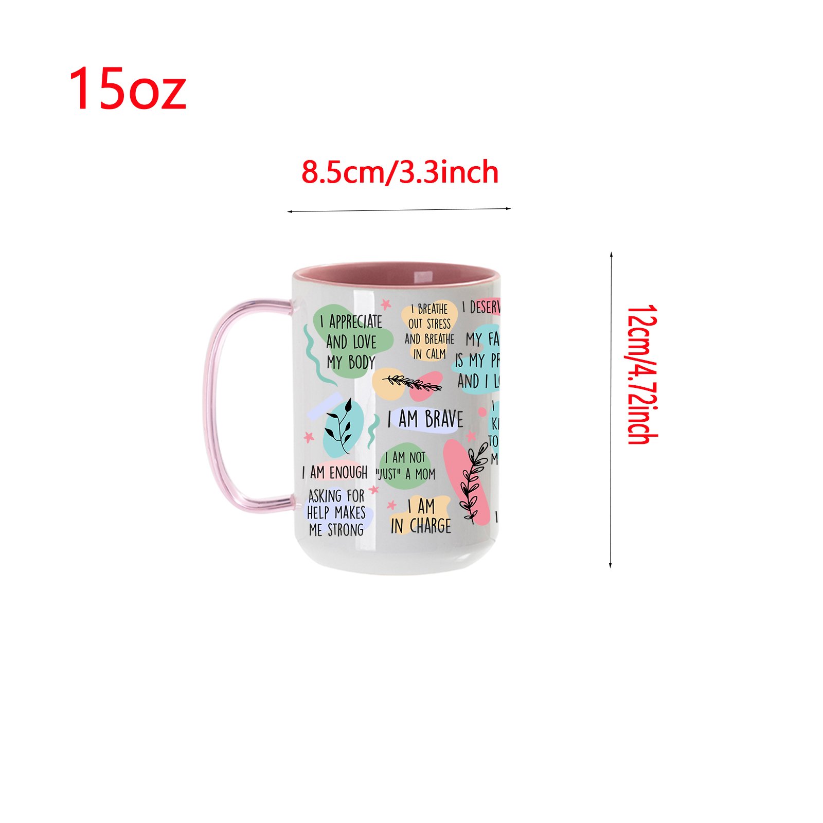 1 PC 15oz Coffee Mugs Coffee Tea Mug Cup With Box Private White with pink Mugs gift for mom