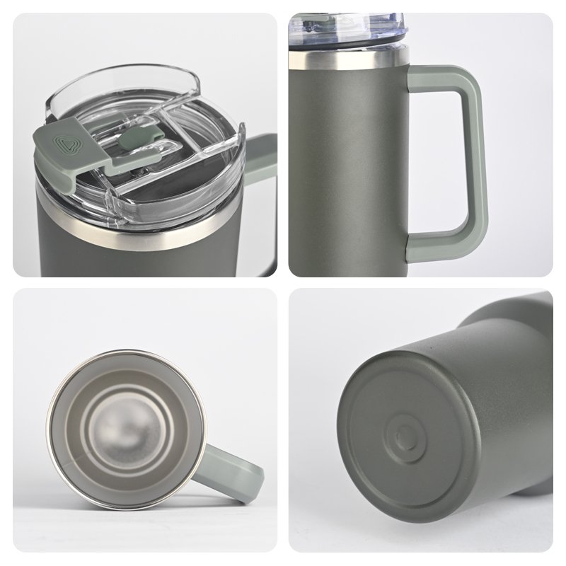 Custom logo 304 Stainless Steel Double Wall Tumbler Water Bottle for Outdoor Travel Coffee Mug and Tea cup 40oz with Lid Handle