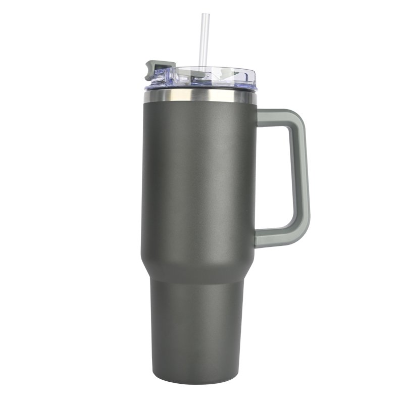 Custom logo 304 Stainless Steel Double Wall Tumbler Water Bottle for Outdoor Travel Coffee Mug and Tea cup 40oz with Lid Handle