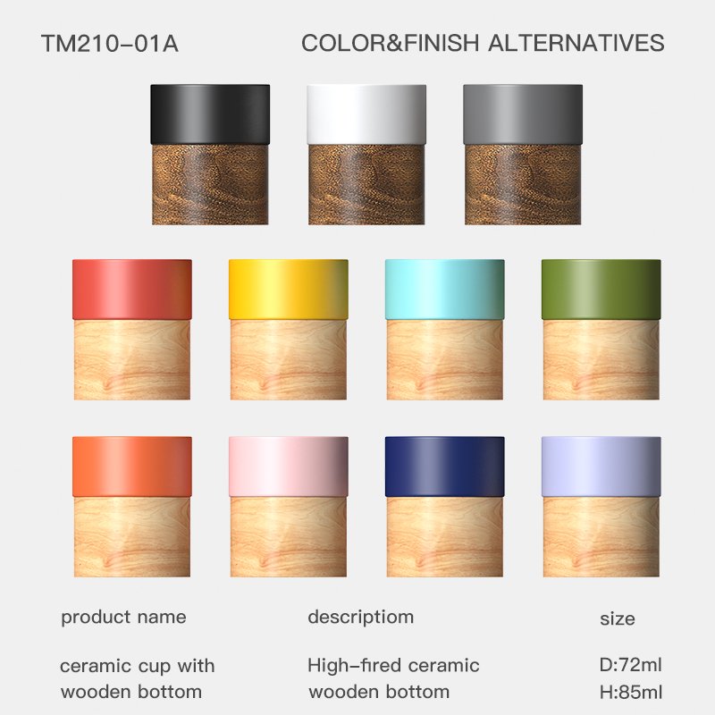 Coffee custom logo cup customized ceramic mugs with wood bottom With Wooden Bottom Strong magnetic design Ceramic Round Cups