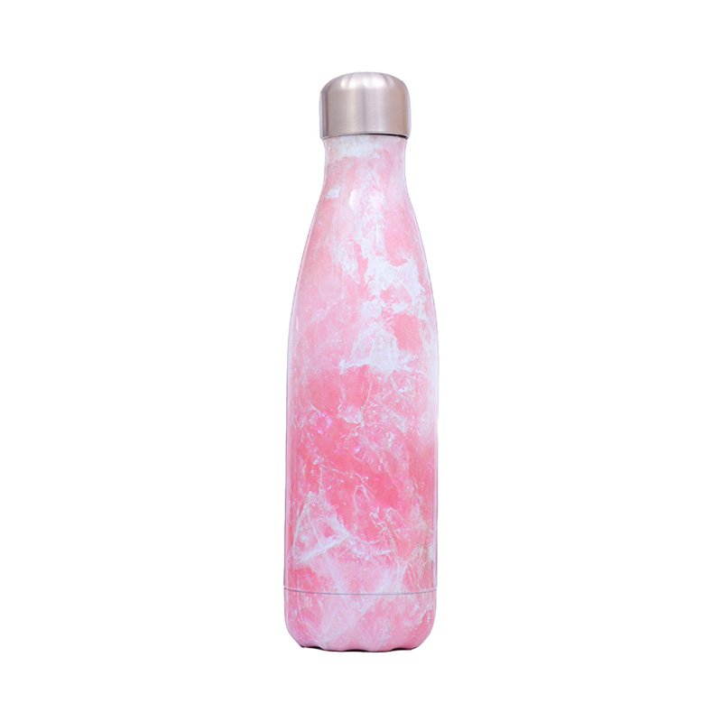 500ml pink marble cola bottle top selling stainless steel outdoor water bottles with custom logo