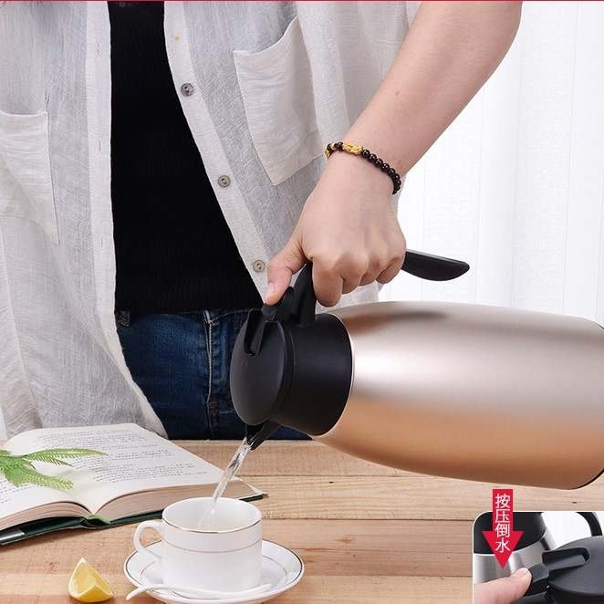 Portable kettle water heater thermos Accept handmade rattan stainless steel insulated water vacuum thermos kettle