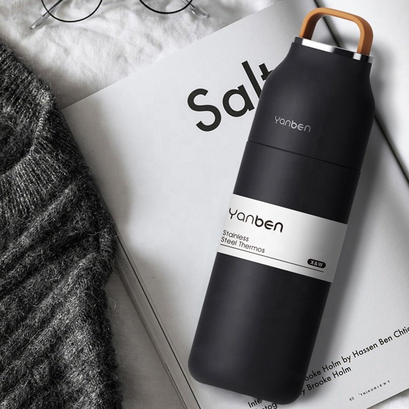 Luxury travel 350ml 11oz double wall insulated stainless steel thermos bottle vacuum flasks with cup for coffee tea
